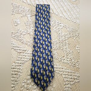 Ermenegildo Zegna Blue Tie with Gold and Silver Pattern